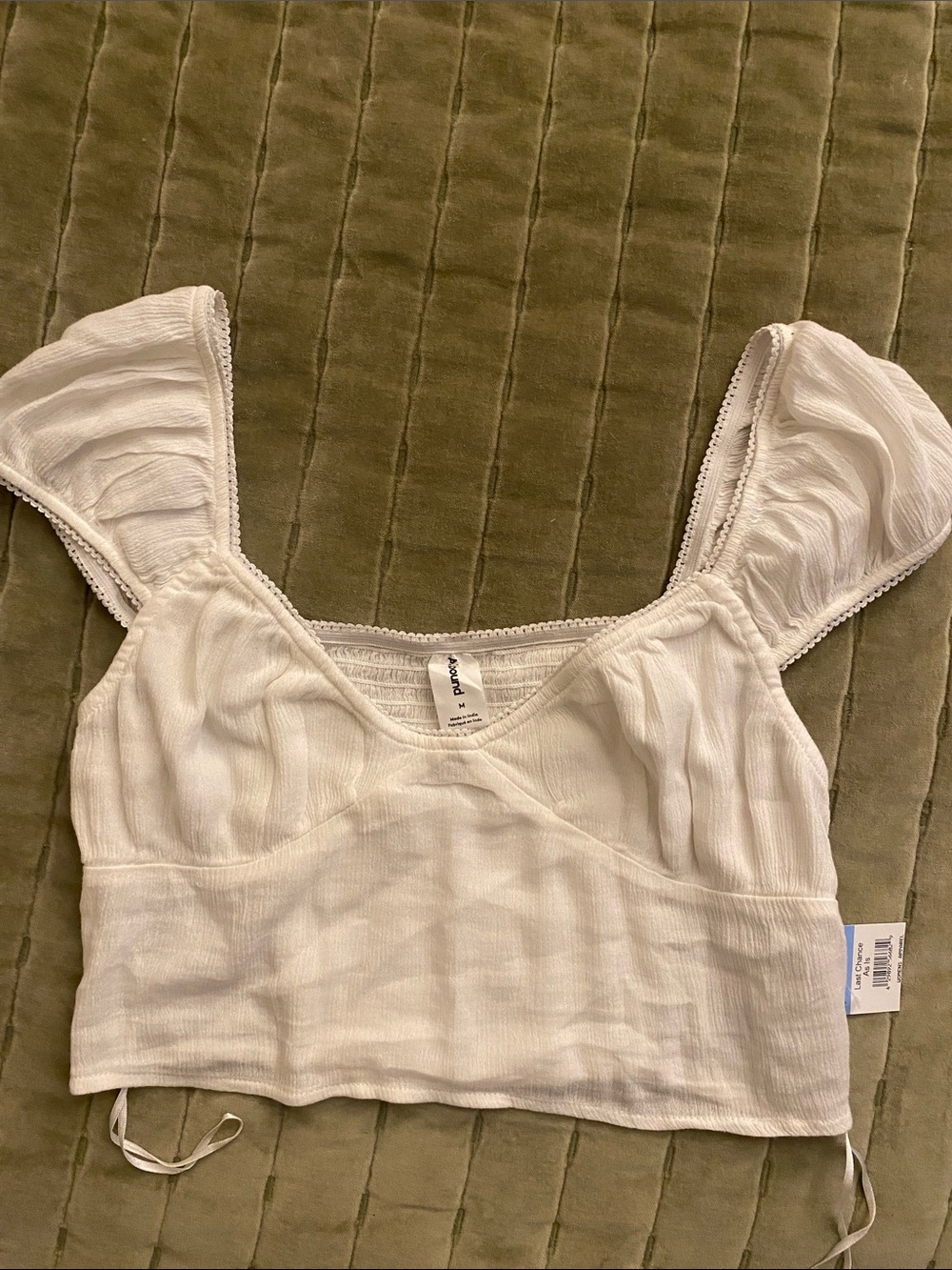 Abound White Ruffle-Sleeve Cotton Crop Top